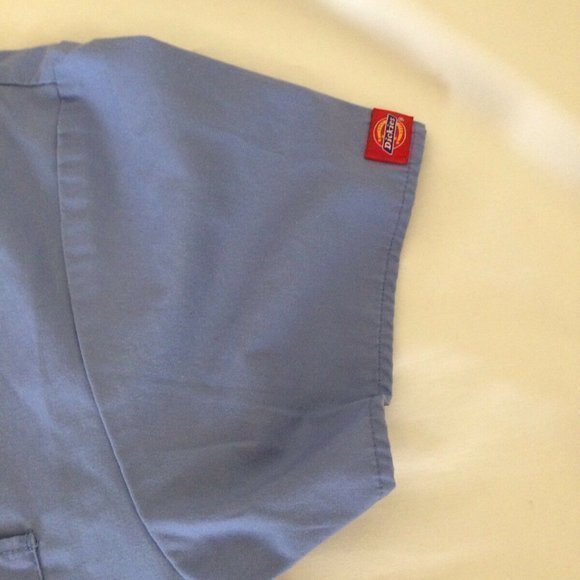 Dickies Scrub Light Blue Size Small Top  Medical Nurse Cotton Health Care Unisex - Picture 6 of 9